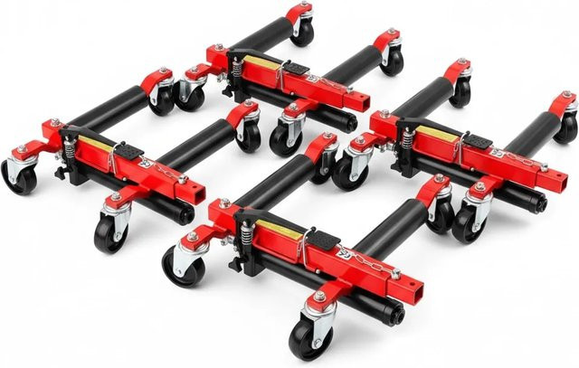 TRUTZHOLM 4er Set Hydraulische Rangierhilfe für PKW in Rot mit 680 kg Tragkraft und einer Reifenbreite bis 30 cm - Bild 1