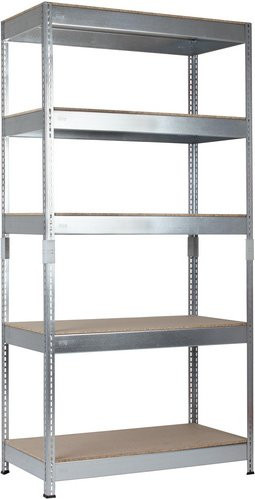 SCHULTE REGALWELT Stecksystem Schwerlastregal aus Metall mit 5 verstellbaren Böden, Farbe: Silber, B/H/T: 100 x 200 x 50 cm - Bild 1