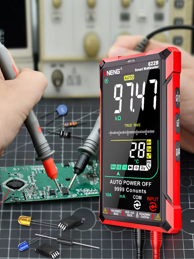 ANENG 622B VA Digitalmultimeter mit Umkehranzeige, 9999 Anzeigen, NCV, Infrarot-Temperaturmessung, AC/DC 999,9V und eingebauter Taschenlampe - Bild 6