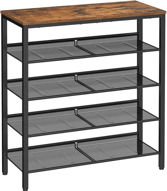 Vasagle Schuhregal mit 5 Ebenen im Industriedesign, Braun-Schwarz, B/T/H: 93 x 30 x 75 cm - Bild 1