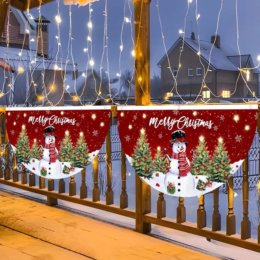 VIKAMA Fächerförmige Weihnachtsflagge zum Aufhängen für die Weihnachtsdekoration und das neue Jahr - Bild 3