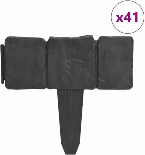 vidaXL Beeteinfassung aus Kunststoff in Stein-Optik, grau, 41 Stück, 10 m - Bild 2
