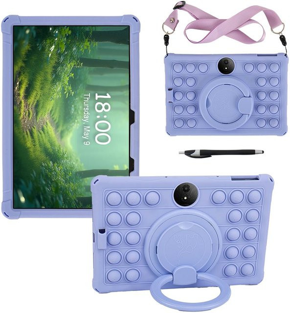 Kindertasche für TCL Tab 11 Gen2 11 Zoll 9465X mit Blasenhalterung, Schultergurt und Stifthalter in Violett - Bild 1