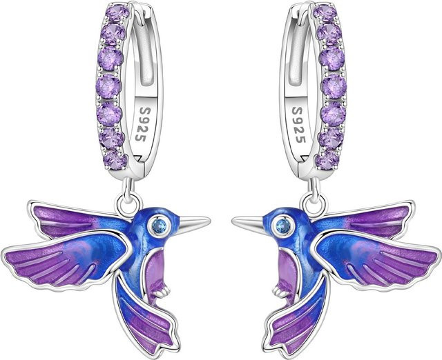 Orstarry Ohrringe, 925 Silber, Zirkonia, Damen, Blau Grün, Papagei Kolibri - Bild 1