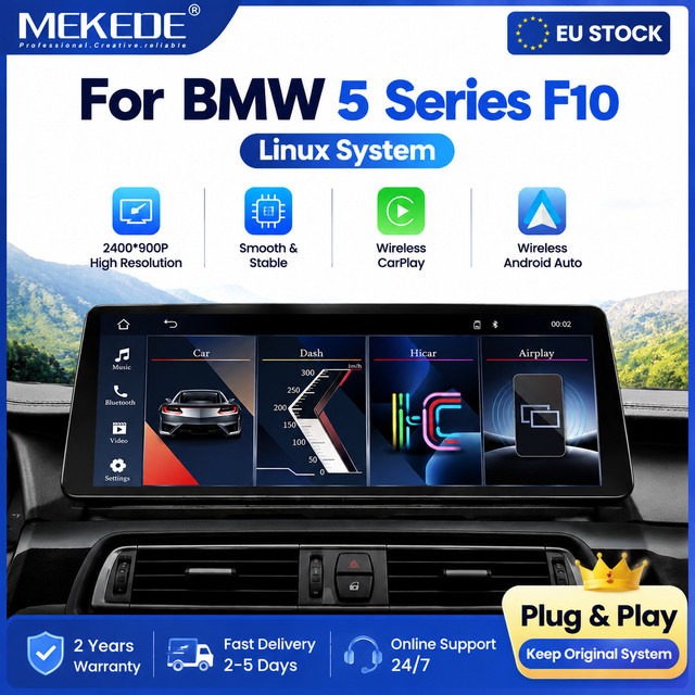 MEKEDE Android Autoradio Upgrade-Display mit 12,3 Zoll 2K Touchscreen für BMW 5er F10 F11 2011-2017 CIC NBT System mit kabellosem CarPlay, Android Auto und Bluetooth in Schwarz - Bild 1
