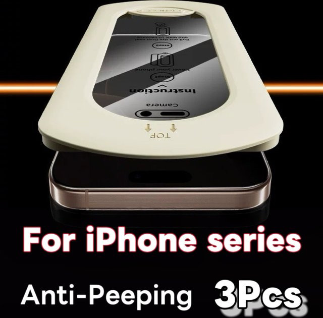 3er-Pack Sichtschutz-Displayschutzfolie aus gehärtetem Glas für iPhone 11 bis iPhone 17 Pro Max Plus in Transparent und Rot - Bild 1
