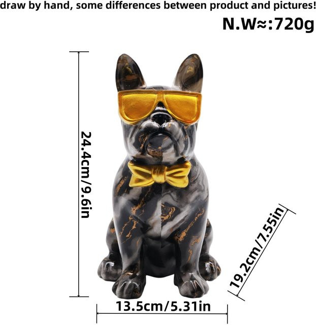 Yiran Furniture Hund Ornaments aus Harz in Marmor-Optik, Dekoration für Wohnzimmer und Weinschrank, Schwarz Weiß Multicolour - Bild 1