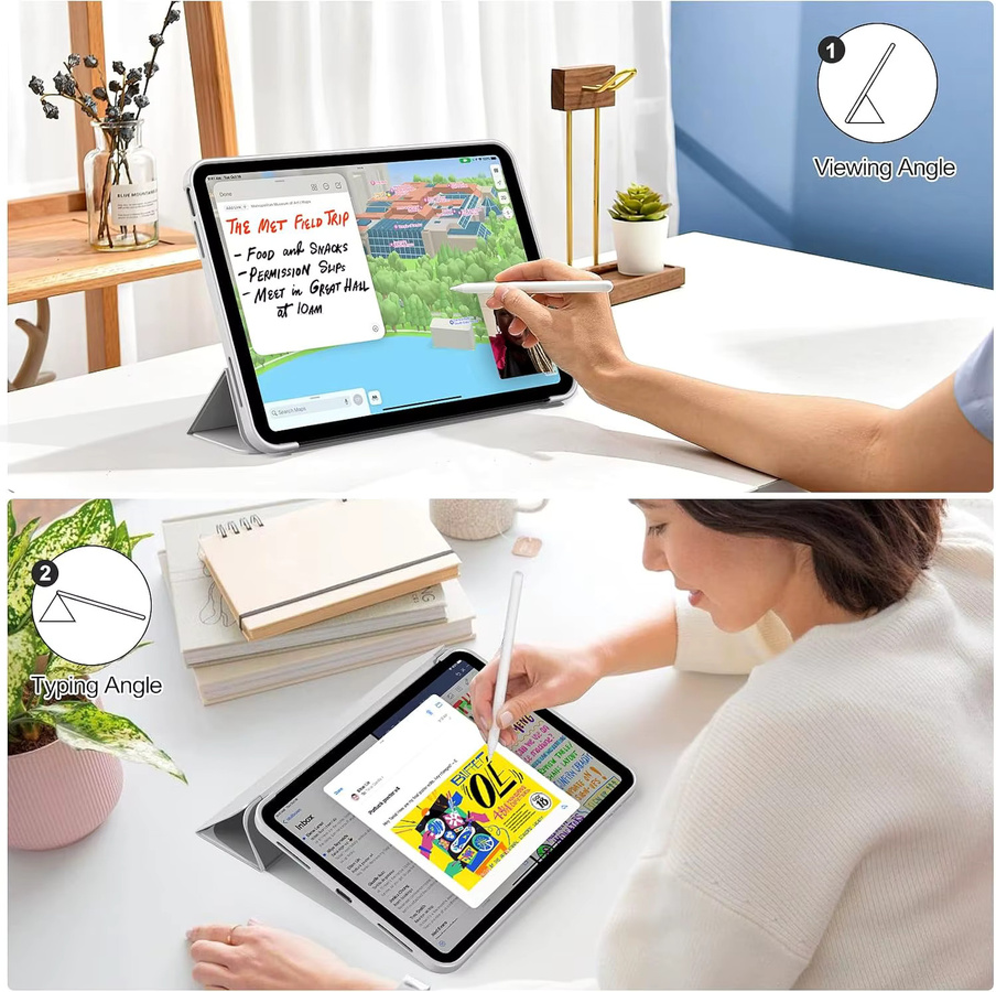Apple iPad Air Schutzhülle mit dreifach faltbarem Flip-Design und magnetischem Ständer aus PU-Leder in Grün - Bild 3