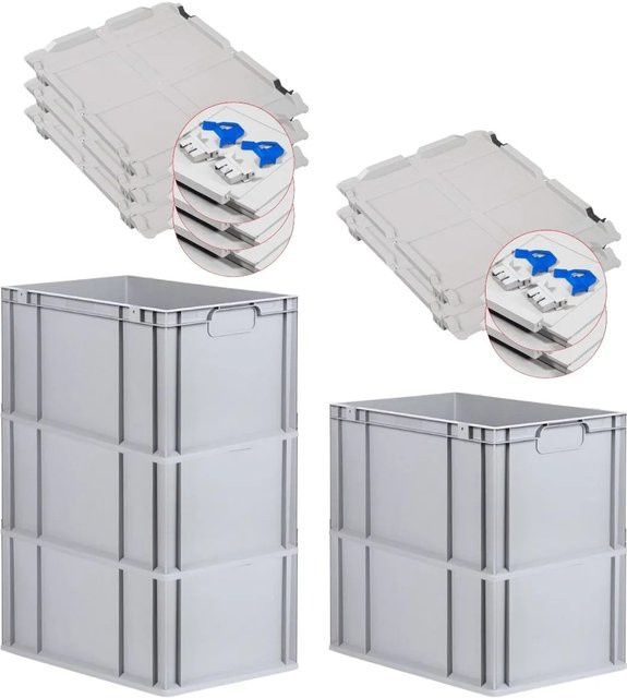 PROREGAL Spar Set 5x Eurobox Nextgen Economy mit Scharnierdeckel und blauen Schiebeschnappverschlüssen, Farbe: Blau/Grau, H x B x T: 32 x 40 x 60 cm, 65 Liter - Bild 1