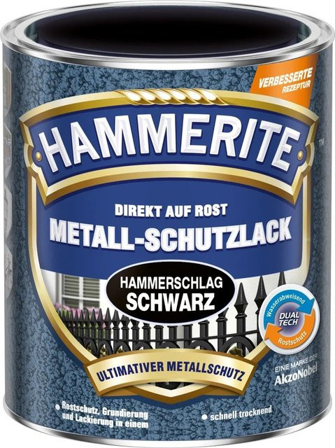Hammerite Metall-Schutzlack Schwarz Hammerschlag 250 ml - Bild 1
