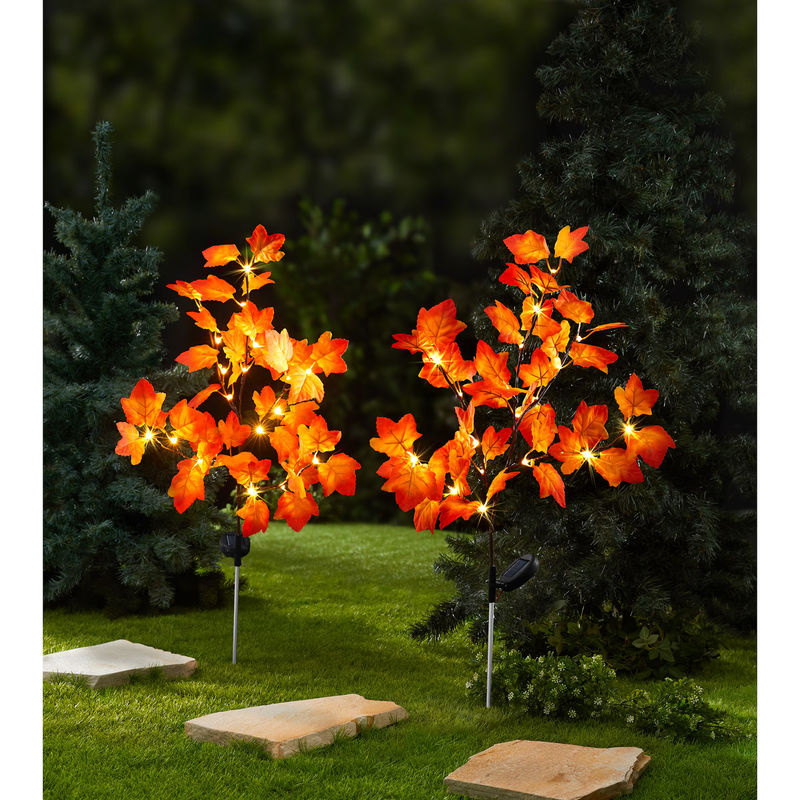 viva domo XL-Solar-Gartenstecker Blätterzweig Ahornblatt in Orange - Bild 3