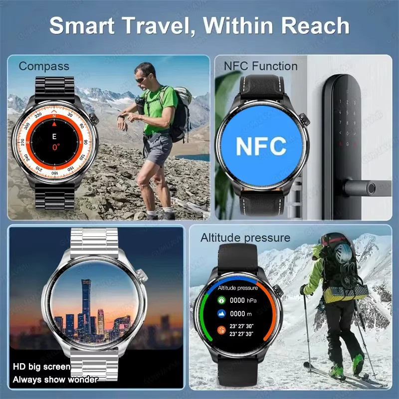 GUHUAVMI Watch 6 Pro Smartwatch für Herren in Schwarz mit GPS-Tracking, NFC, HD AMOLED-Bildschirm, Kompass, Bluetooth-Anruffunktion und IP68 Wasserdichtigkeit - Bild 4