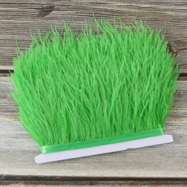 10 Meter buntes Straußenfeder-Besatzband aus natürlichen Federn in Grün für Kleidung und Dekoration, Breite: 8-10 cm - Bild 1