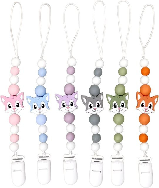 Panplay Baby Schnuller Kette mit Perlen und Tier-Motiven in Weiß und Multicolour aus Kunststoff - Bild 1