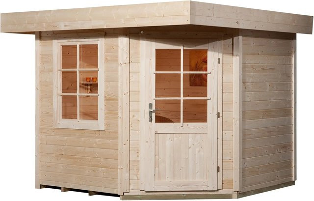 WEKA Gartenhaus 213 Plus Gr.1 aus europäischer Fichte mit Flachdach in Beige, B/T: 278 x 238 cm - Bild 1