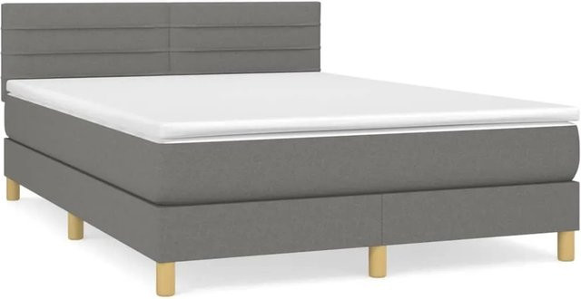 vidaXL Boxspringbett mit Matratze Hybrid-Design in Grau, B/T/H: 140 x 190 x 200 cm - Bild 1