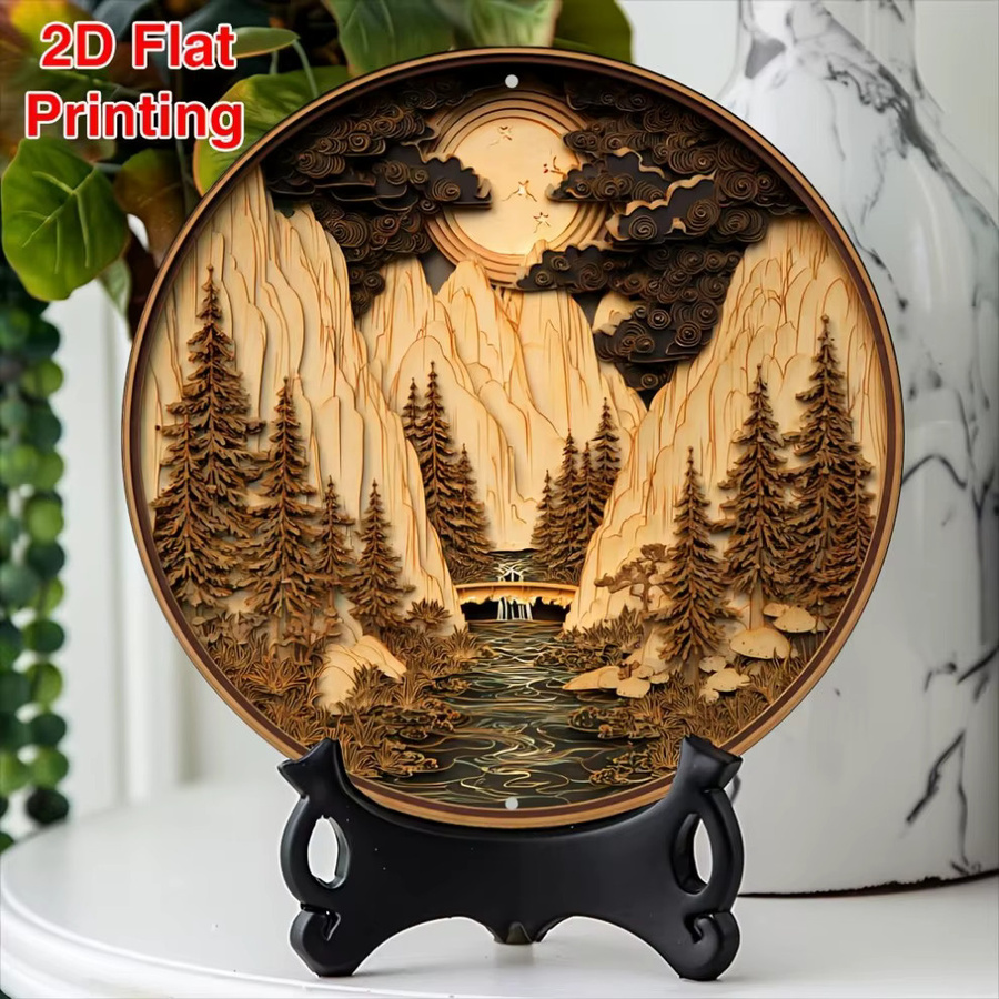 Bohemian Moonlight Scene Wanddekoration aus Metall von CIFBUY, rund, multicolor, Durchmesser: 20,3 cm - Bild 4