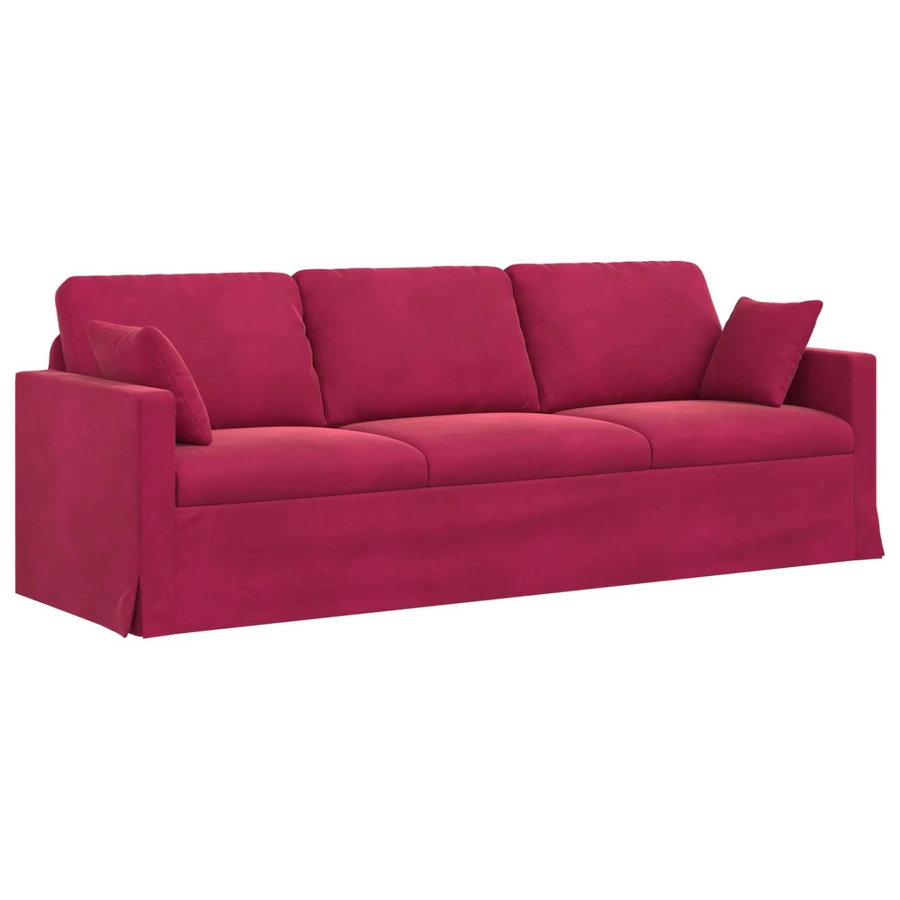 vidaXL Sofa in Weinrot aus Samt mit Metallrahmen B/T/H: 228 x 78 x 80 cm - Bild 2