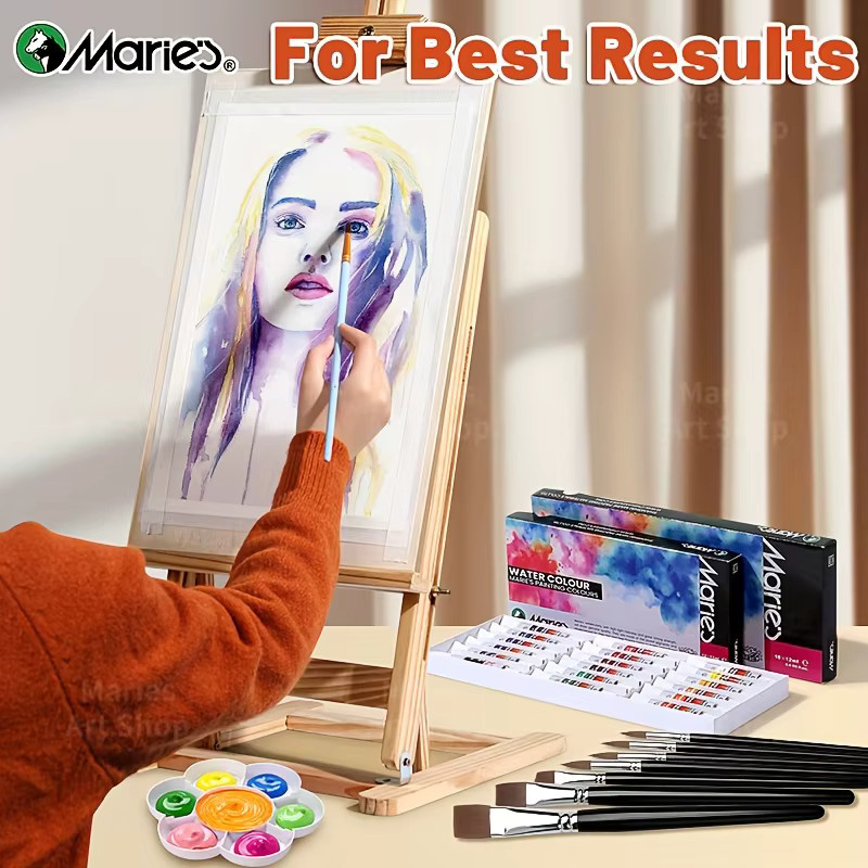Marie's Art Aquarellfarben-Set mit 23 Farben und 5 Pinseln, Mehrfarbig, 12 ml pro Farbe - Bild 2