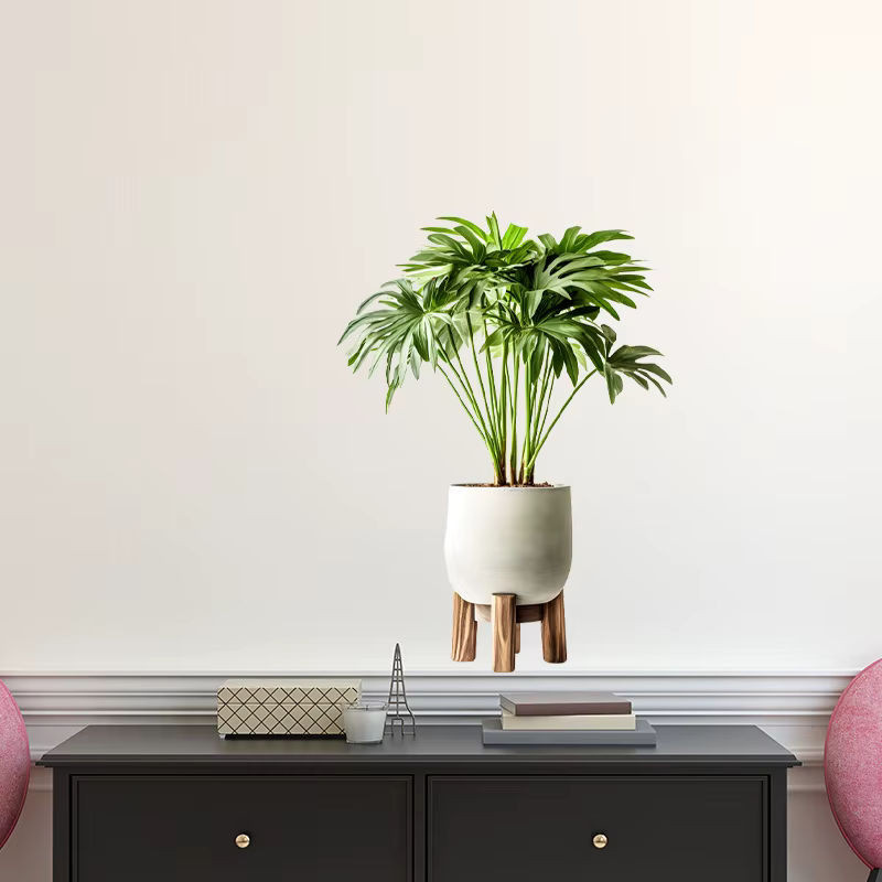 Dekorative 3D-Wandaufkleber mit grünem Blumentopf-Design, wasserfeste Vinyl-Tapete für Wohnzimmer, Büro und Badezimmer, B/H: 54,4 x 29,5 cm - Bild 1