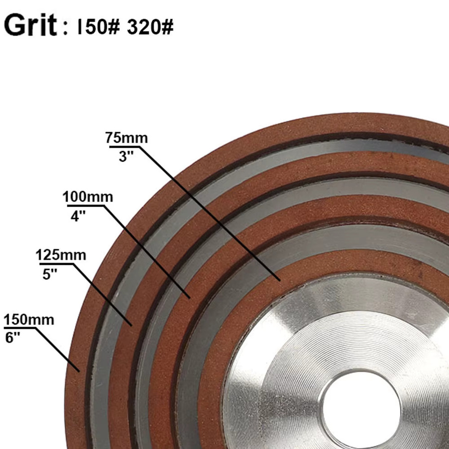 NuoDunco Diamant-Schleifscheiben Bördelbecher aus Harz zum Schleifen und Schärfen von Hartmetall und Metall, Durchmesser: 75 mm, 100 mm, 125 mm oder 150 mm - Bild 3