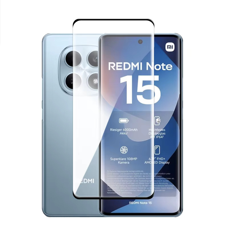 Xiaomi Schutzfolie aus gehärtetem Glas mit 3D-Wölbung und Objektivschutz für Redmi Note 15 4G und 5G, transparent - Bild 2