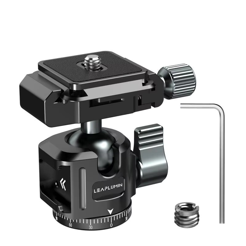 Leaplight Low Profile Kamerastativ-Kugelkopf in Schwarz mit 360 Grad Drehung und Arca Swiss Schnellwechselplatte für Stativ-Telefonhalter - Bild 6