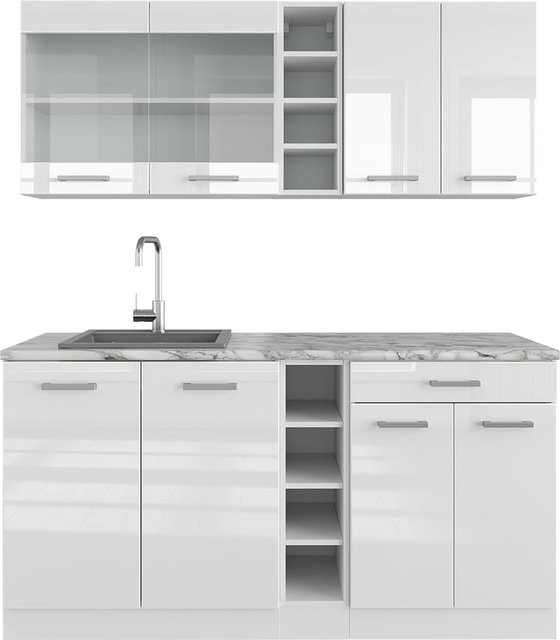 Vicco R-Line Single Küchenzeile in Weiß Hochglanz, Breite: 160 cm - Bild 1