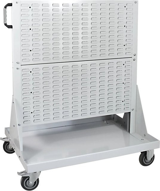 PROREGAL Rollwagen mit 4 Schlitzplatten aus Metall in Lichtgrau, H x B x T: 73 x 126 x 106 cm - Bild 1
