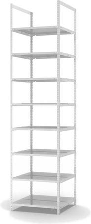 PROREGAL Aktenregal Schraubsystem Grundregal aus Stahl, 8 Ebenen, Lichtgrau, H x B x T: 250 x 75 x 60 cm