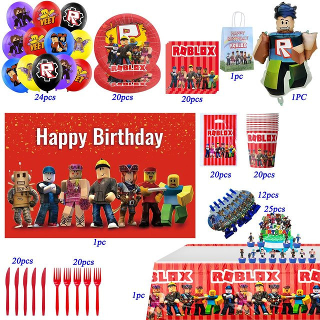Roblox Geburtsdatum Feier Dekorationen Zubehör, 185-teiliges Set - Bild 1