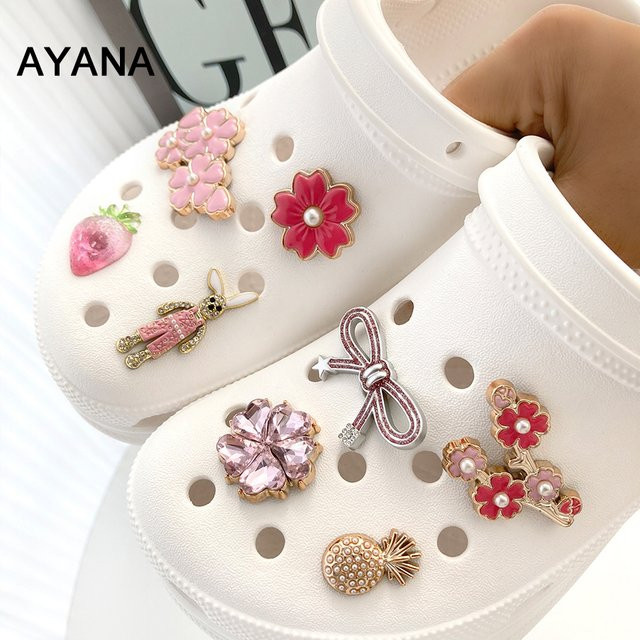 8 Stück Schuh Charms, rosa ABS Diamant Blume Kaninchen Erdbeere, Girly - Bild 1