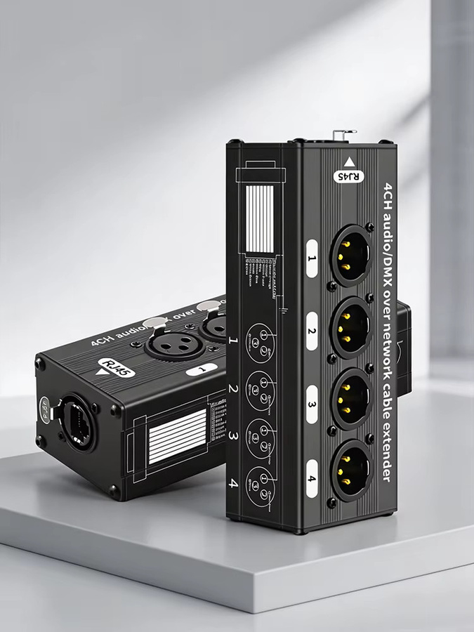 TITAK 4-Kanal Audio- und DMX512-Extender über Ethernet/LAN mit XLR Symmetrischem Audio in Schwarz - Bild 6