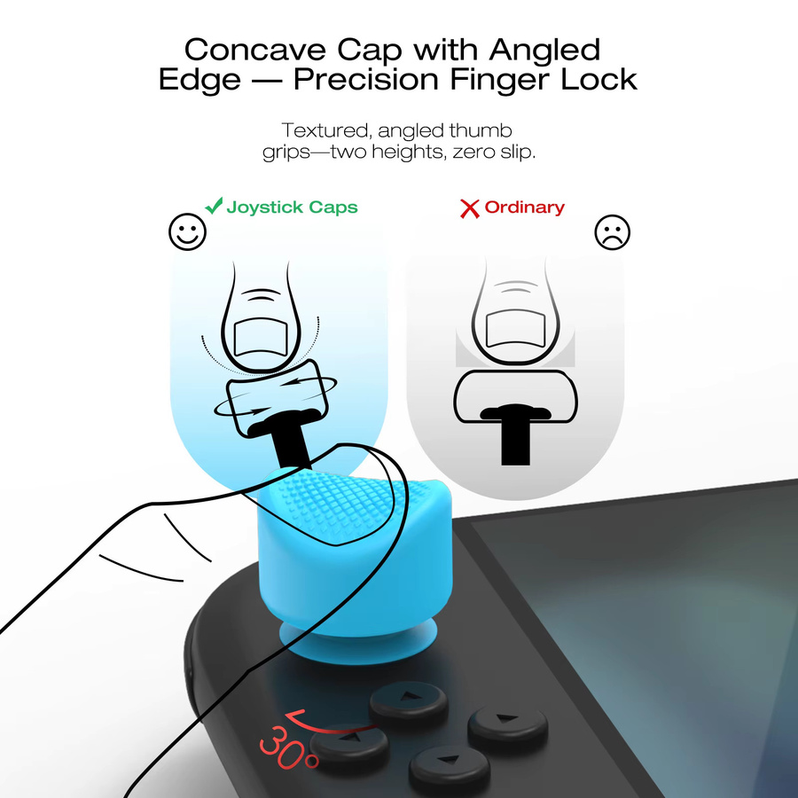 IINE 4 Stück Ergonomie-Silikon-Joystickkappen für Nintendo Switch und Switch 2 in Schwarz, Dual-Height Daumenstick-Abdeckung für präzisen FPS-Betrieb - Bild 3