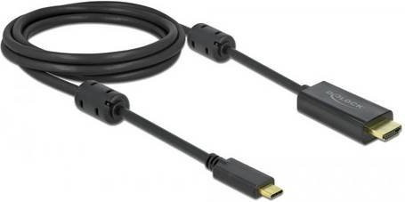 Delock HDMI USB-C Anschlusskabel Schwarz 2m mit 4K UHD Unterstützung - Bild 1