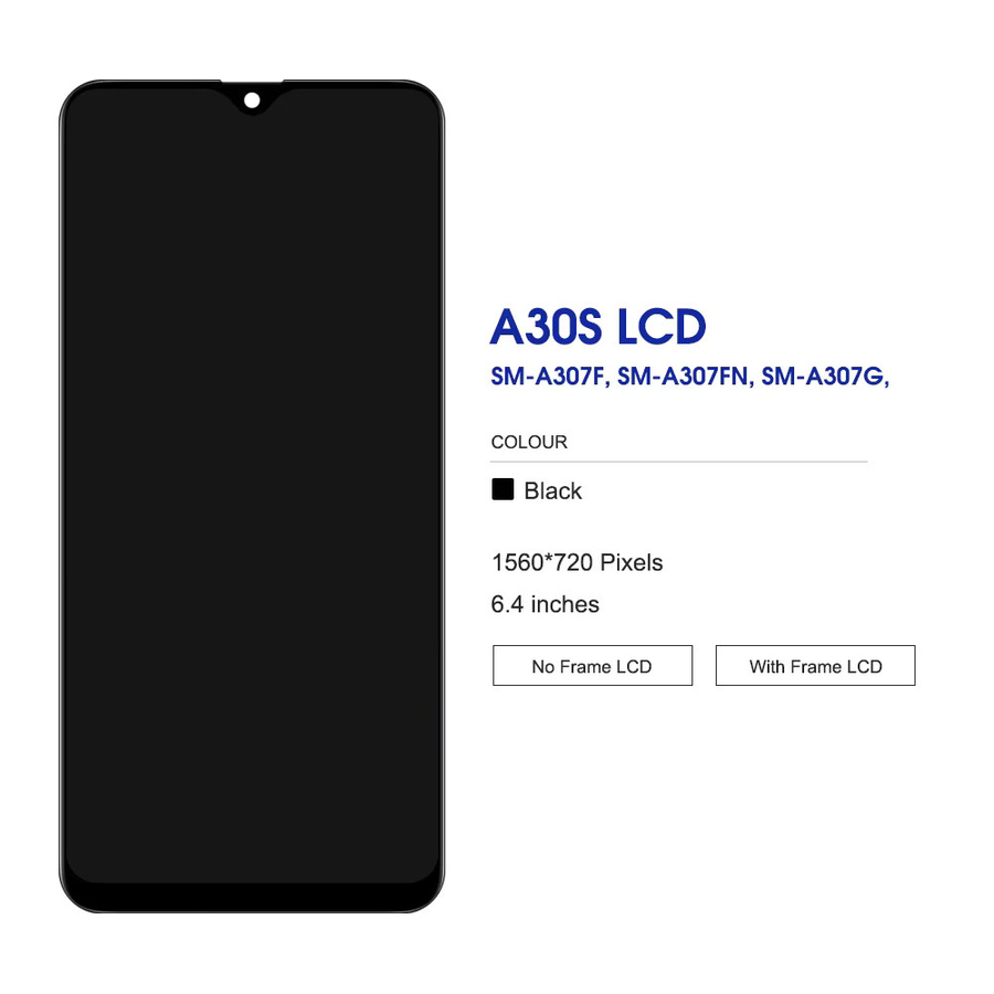 Samsung A30S SM-A307FN/DS Ersatzdisplay mit 6,4 Zoll AMOLED-Touchscreen und Rahmen in Schwarz - Bild 2