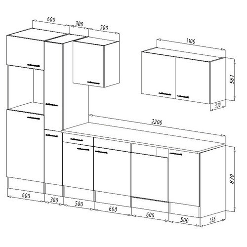 Respekta Küchenzeile Oliver in Grau Seidenglanz, Breite: 310 cm, Höhe: 205 cm, Tiefe: 60 cm - Bild 3