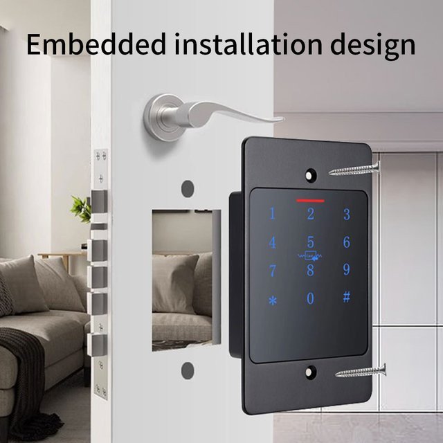 LUCKING DOOR H5 WLAN Zugangskontrolle mit Tuya App Unterstützung, RFID-Tastatur aus Metall, IP67 Wasserdicht, Schwarz, Einbauinstallation - Bild 1
