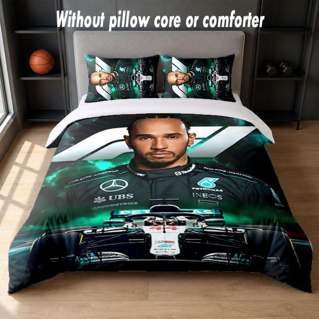 Lewis Hamilton Design Bettwäsche-Set aus Mikrofaser, Weiß/Mehrfarbig, B/H: 135 x 200 cm, inklusive 1 Bettbezug und 2 Kissenbezügen - Bild 1