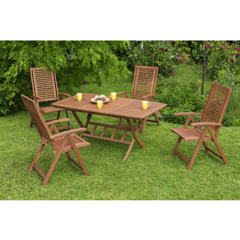 Merxx Cordoba Gartenmöbel-Set 5-tlg. aus geöltem Eukalyptusholz in Braun mit Klappausziehtisch - Bild 2