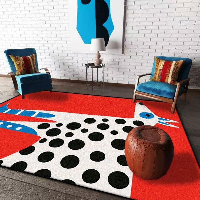 Moderner abstrakter Teppich in Rot für Wohnzimmer und Schlafzimmer, rutschfest und pflegeleicht, B/T: 200 x 100 cm - Bild 1