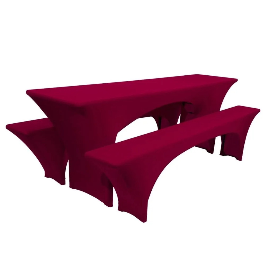 Beautissu Victoria Biertischhusse 3-teiliges Stretch-Set, Bordeaux Rot, Breite: 70 cm - Bild 2