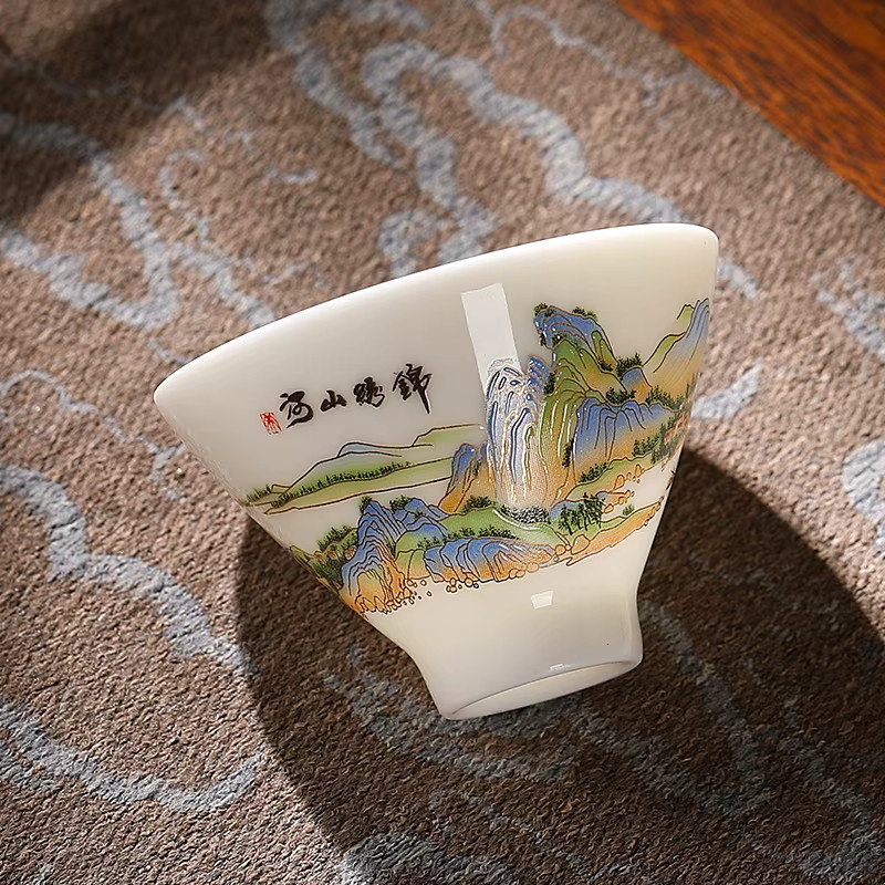Suet Jade Kung Fu Teetasse aus weißem Dehua Porzellan und Keramik - Bild 5