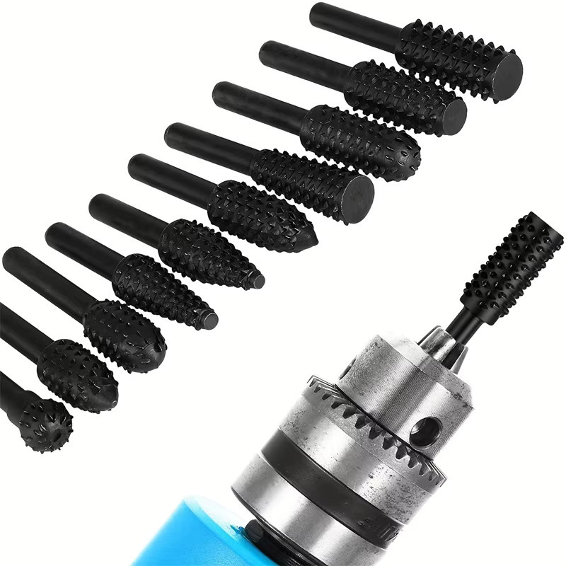 AXE SHAN Rotary Dateien Set für elektrische Bohrer und Schleifer in Schwarz mit Double Cut Fräsern und Raspelköpfen für Holzbearbeitung und Schnitzarbeiten - Bild 2
