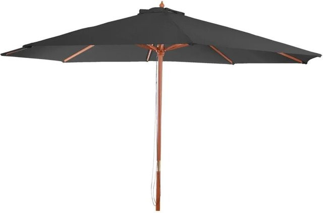 MCW Sonnenschirm Lissabon Marktschirm aus Holz und Polyester in Anthrazit mit Ø 3,5m und UV-Schutz 50 - Bild 1