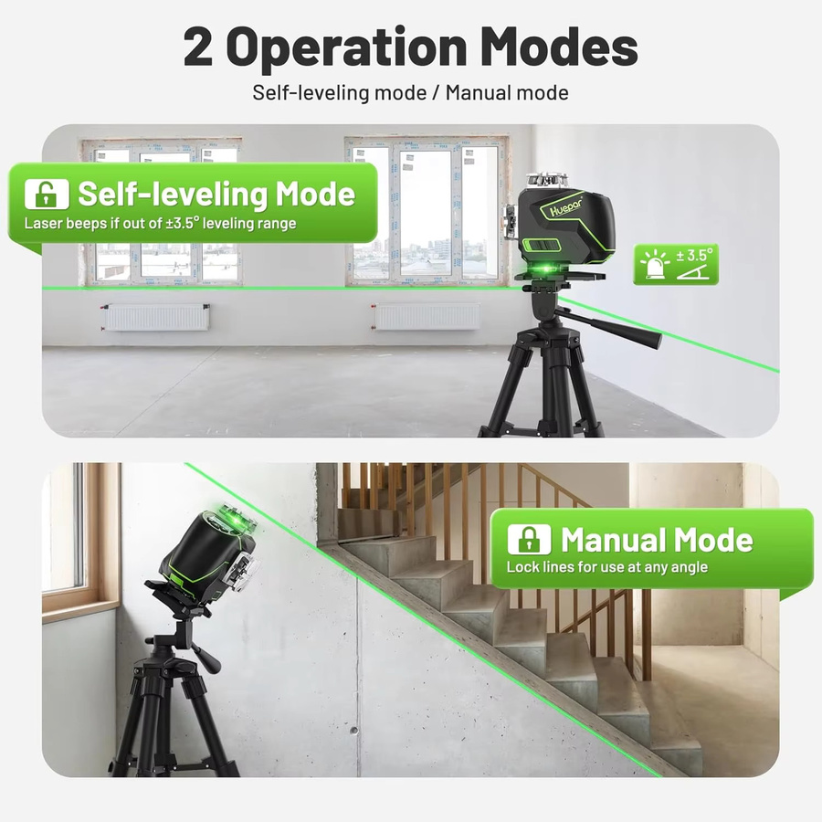 Huepar 4D Selbstnivellierender Laser Level mit 16 Linien, 4x360 Grad Kreuzlinien, LCD-Bildschirm, Bluetooth-Fernbedienung und Detektor für Fliesenböden - Bild 5