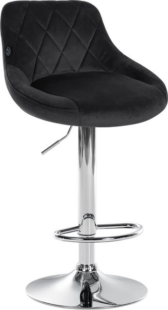 DELUKE Barhocker FALON Barstuhl aus Samt in Schwarz mit Lehne und 360 Grad Drehbarkeit, B/T/H: 46 x 49 x 83 cm - Bild 1