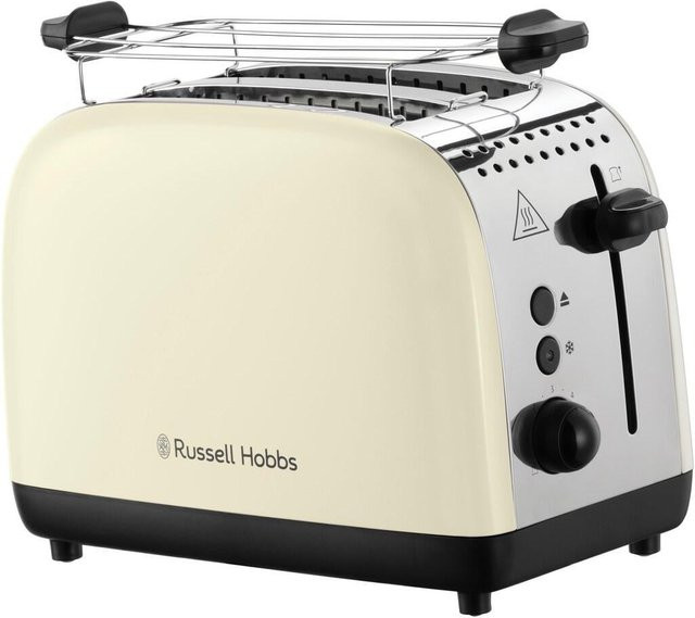 Russell Hobbs Colours Plus Toaster in Beige mit 1600 W, 2 Scheiben, Edelstahl und Kunststoff, inklusive Brötchenaufsatz, Auftaufunktion und Aufwärmfunktion - Bild 1