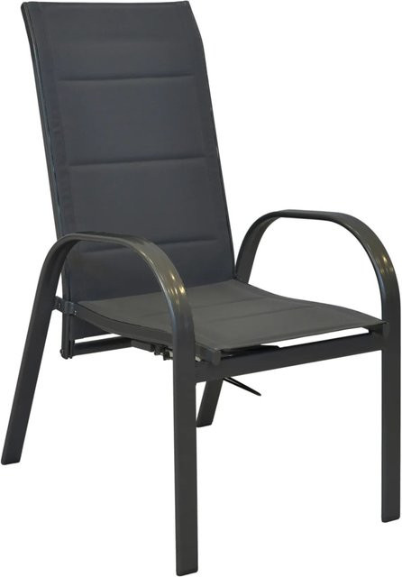 Merxx Amalfi Stapelsessel 2er-Set aus Aluminium und Textil in Graphit-Anthrazit Grau, B/H/T: 59 x 107 x 71 cm - Bild 1
