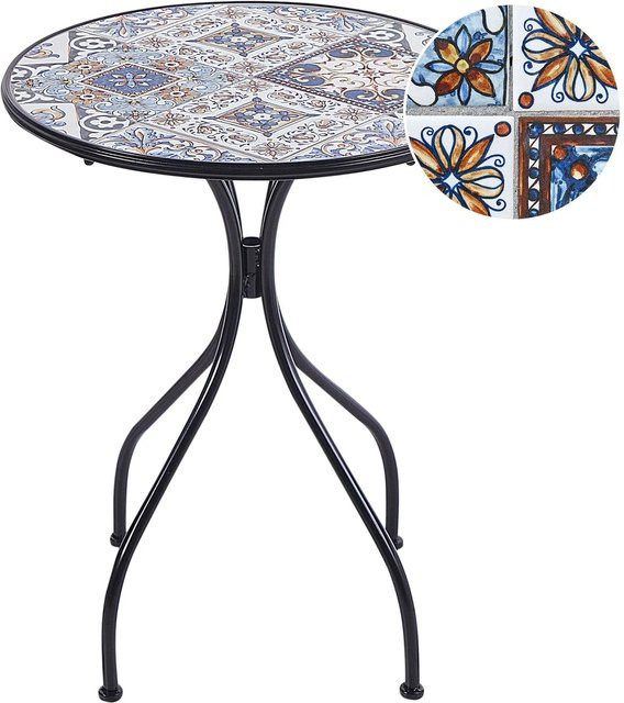 Beliani Gartentisch CIVITA in Schwarz, Blau und Braun mit Keramikplatte, B/T/H: 60 x 60 x 75 cm - Bild 1